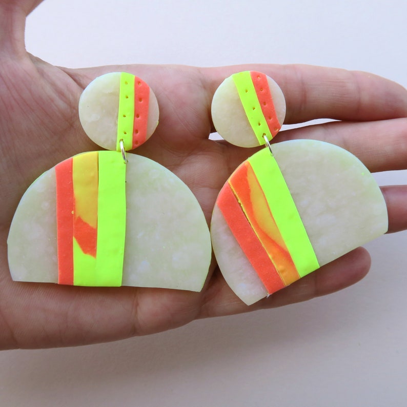 Neon statement earrings oversize earrings clay jewelry Etsy