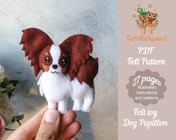 Papillon Dog Plush Pattern Dog Lover Gift PDF Felt Pattern | Etsy