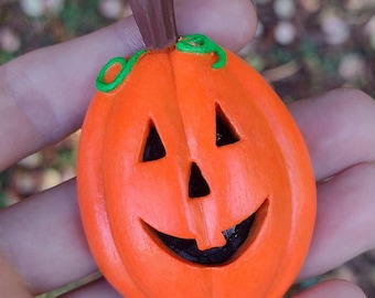 Jack O Lantern pin, Halloween pumpkin, glow in the dark, fall jewelry, Halloween Brooch