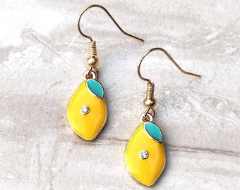 Lemon Rhinestone Earrings - Etsy