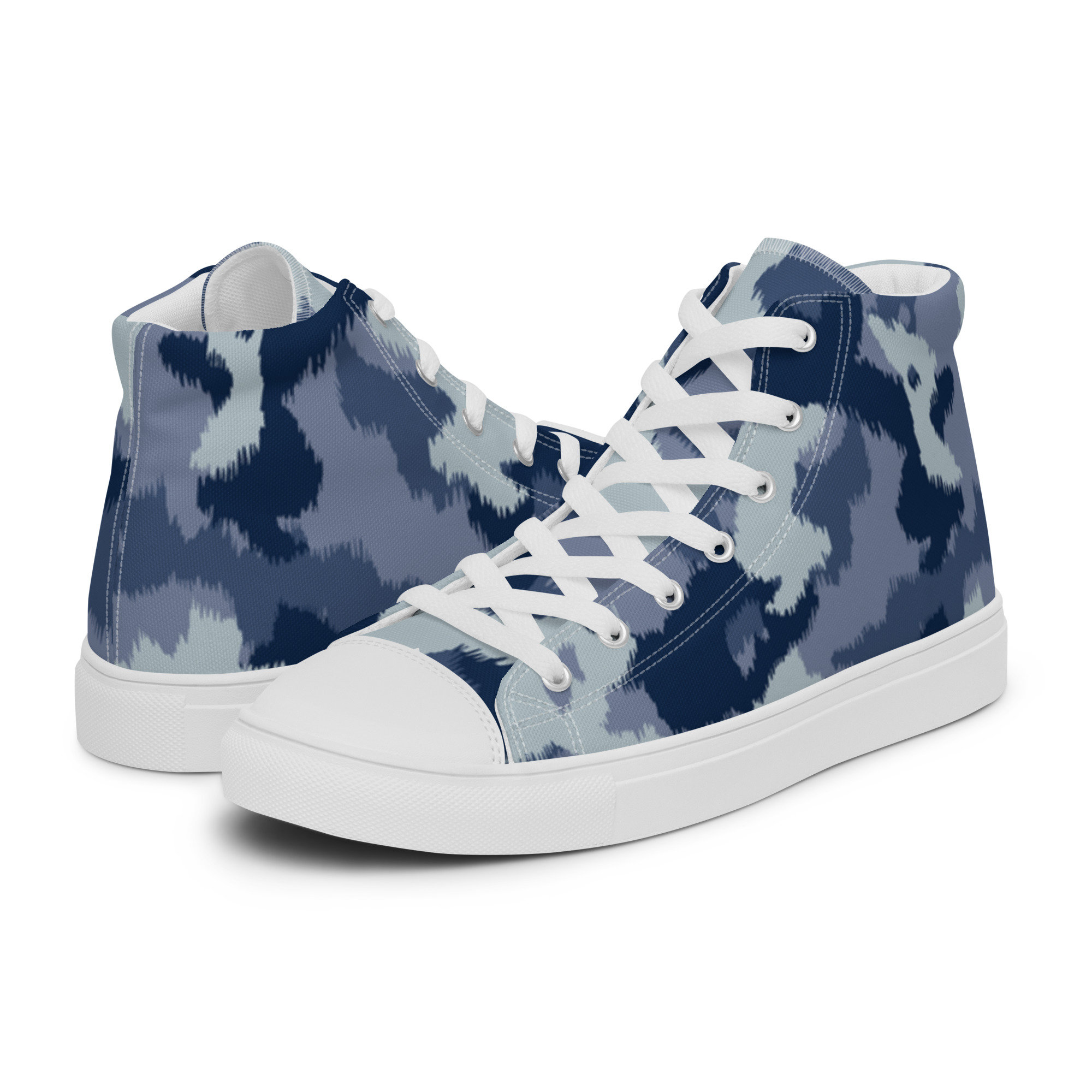 Blue Camo Shoes Camo Sneakers High Top Shoes Womens High - Etsy