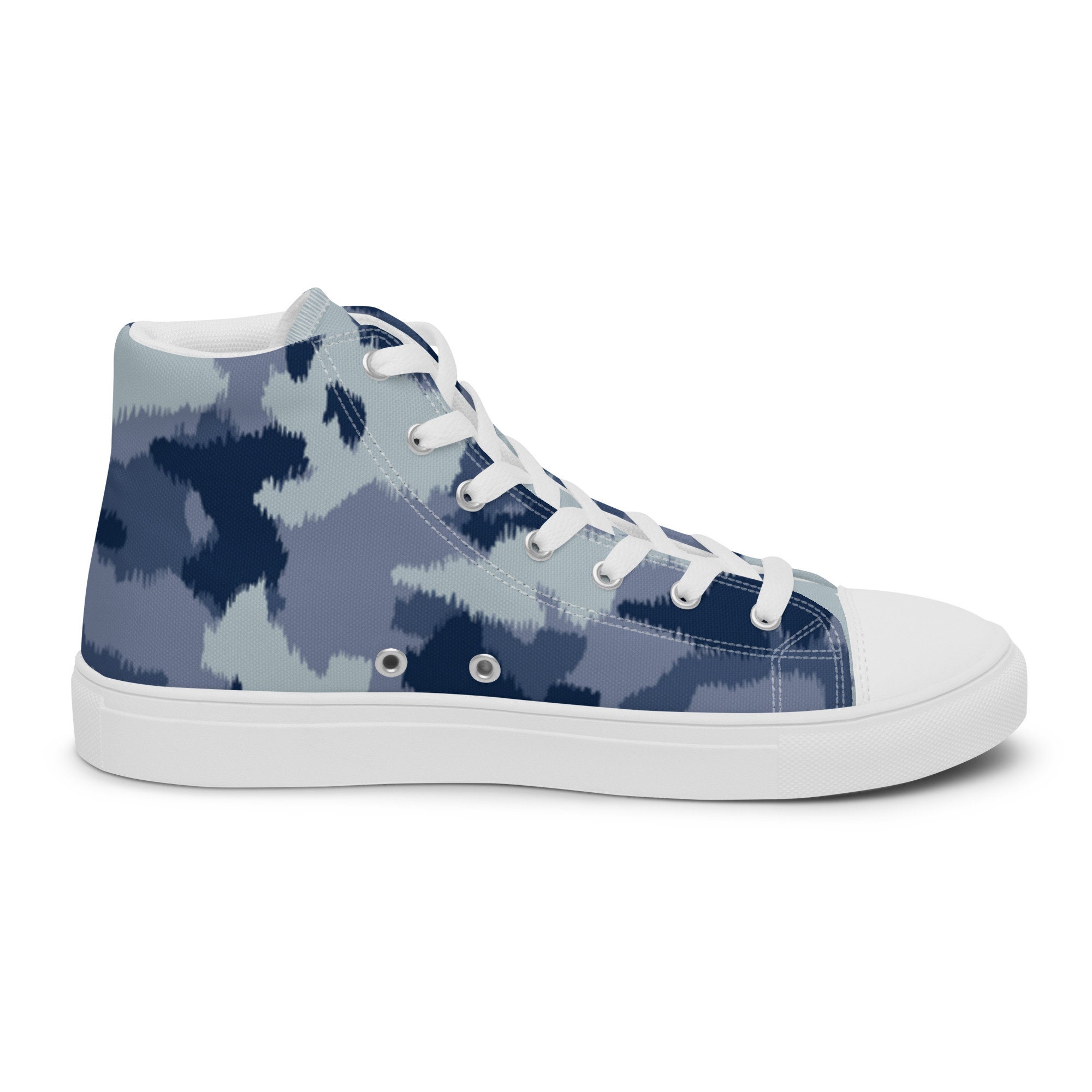 Blue Camo Shoes, Camo Sneakers, Colorful Men's High Top Sneakers sold ...