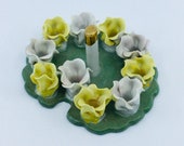 Vintage Dresden Cigarette Holder Porcelain Floral Lily Pad Antique Collectable Tobacciana