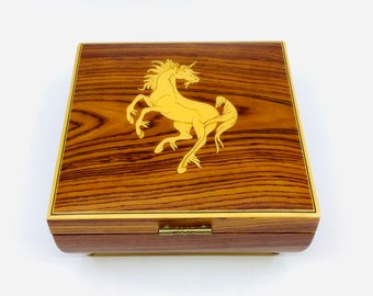 Vintage Musical Wood Inlay JewelryTrinket Box Reuge