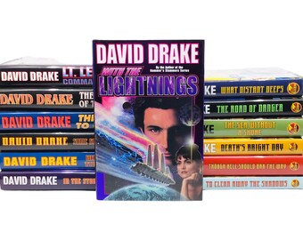 Ensemble complet David Drake Republic Of Cinnabar Navy Books 1-13 + 1 CD Couverture rigide DJ First Printing Lot de livres de science-fiction