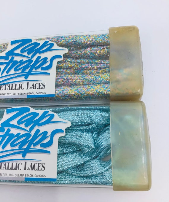 Vintage 80s Zap Straps Metallic Shoe Laces Blue &… - image 8