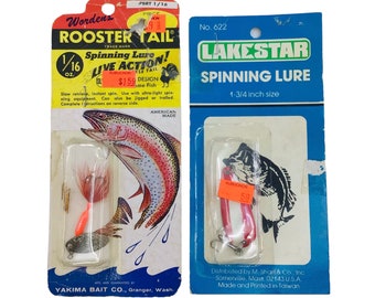 Two NOS Wordens Flash Fly Trolling and Fly Rod Lure With Rooster Tail for  Small Stream and Lake Casting, 1 of Each, Yakima Bait Co. 