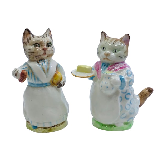 Vintage Beatrix Potter’s Ribby & Tabitha Twitchett Figurines F Warne Co Beswick England Porcelain