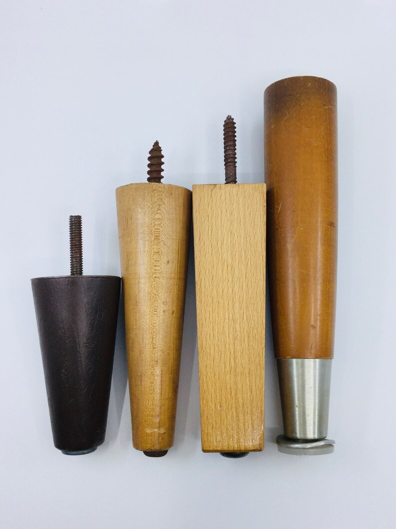 Vintage Wood Sofa Chair Legs Set Of 6 Salvaged Mid Century Etsy