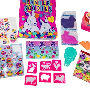 Vintage Lisa Frank Easter Goodies & Basket Stationary, Stickers, Erasers, and More