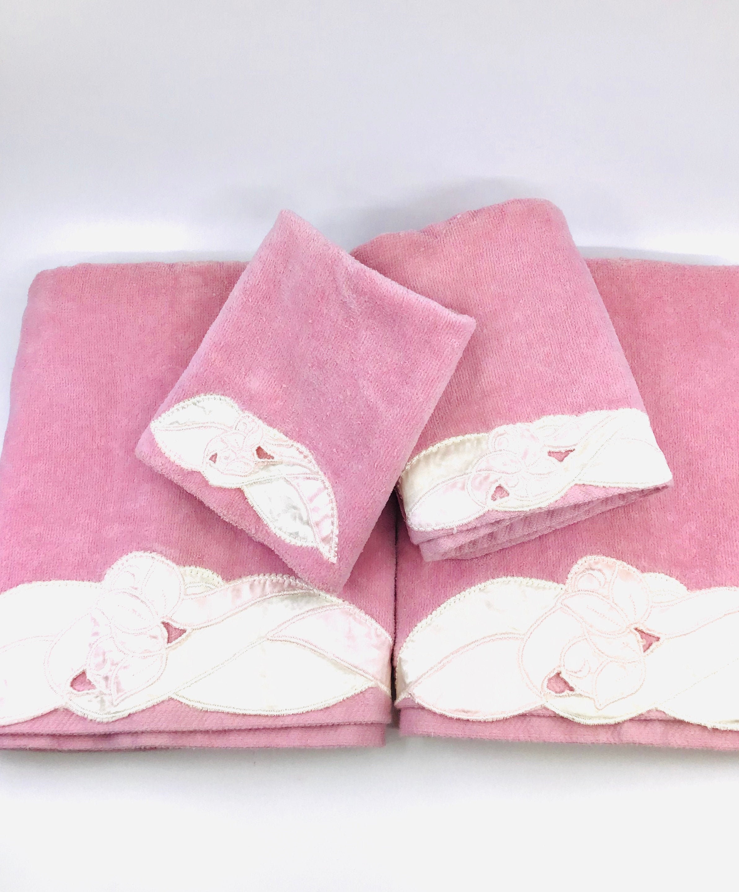 Vintage 1978 Grand Prix Avanti Pink Velour Bath Towel Set with Etsy