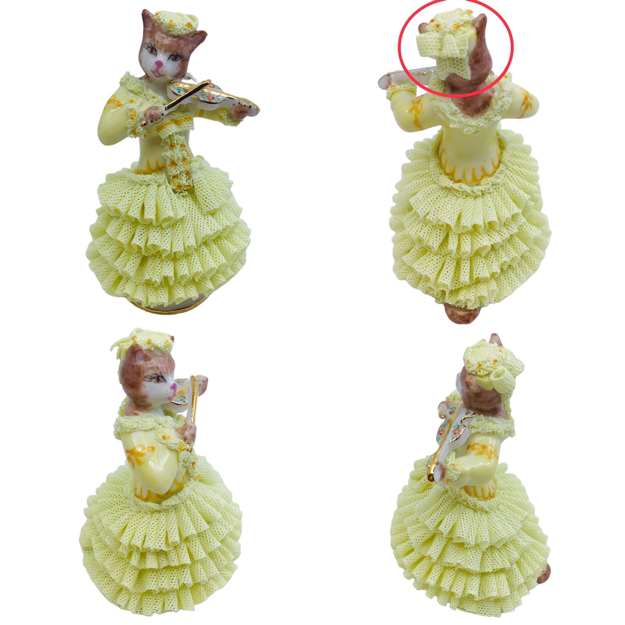 【VINTAGE】IRISH DRESDEN チェロ Vintage Irish Dresden Cat Orchestra Figurines 5 Piece Set