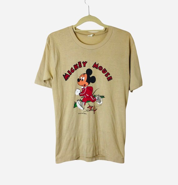 Vintage 70s 80s Mickey Mouse Jogging Graphic Tee Shirt Retro Vintage 70s 80s Mickey Mouse Jogging Graphic Tee Shirt Retro