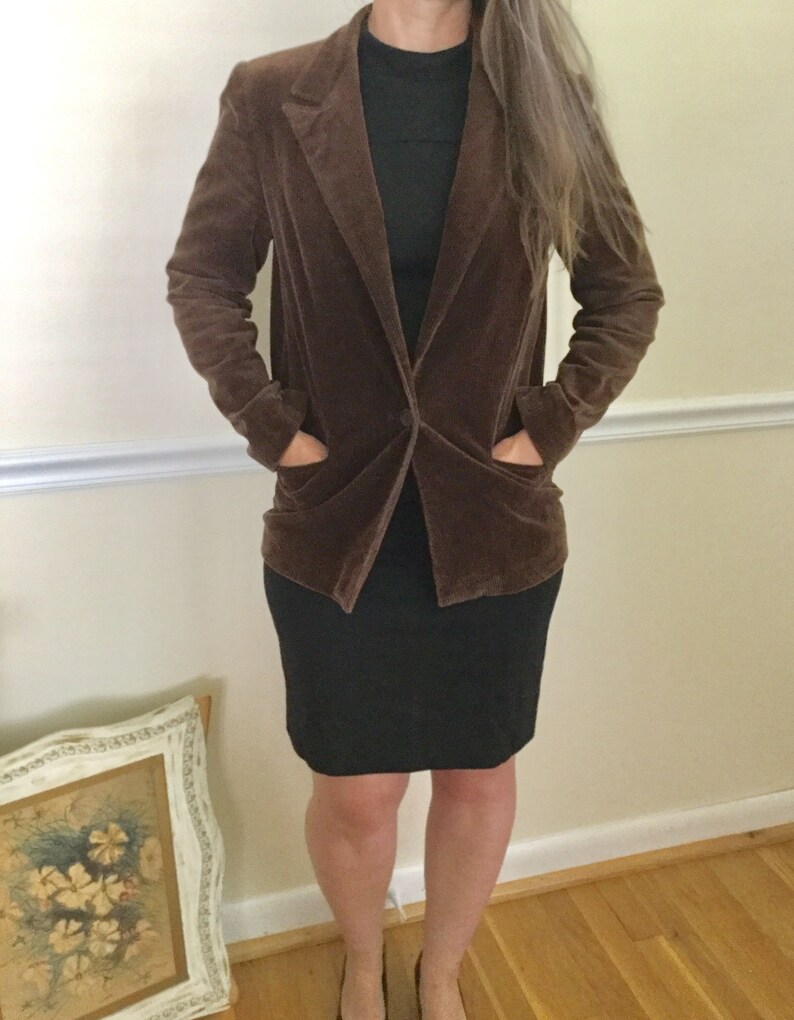 1980s Jordache Brown Corduroy Blazer Jacket Retro 80s Fall Winter Clothing