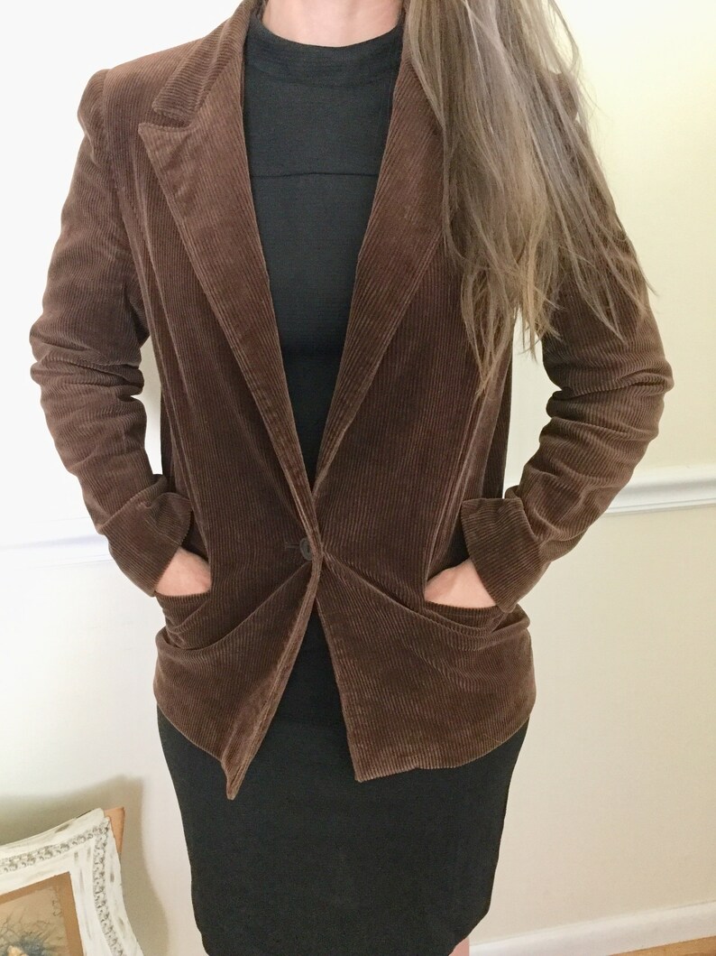 1980s Jordache Brown Corduroy Blazer Jacket Retro 80s Fall Winter Clothing