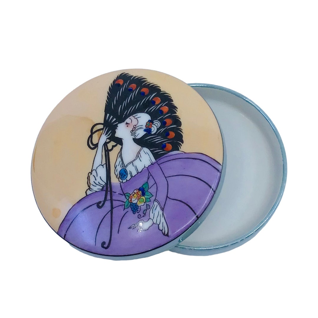 Vintage Noritake Lustreware Powder Puff Jar Porcelain Lidded Trinket