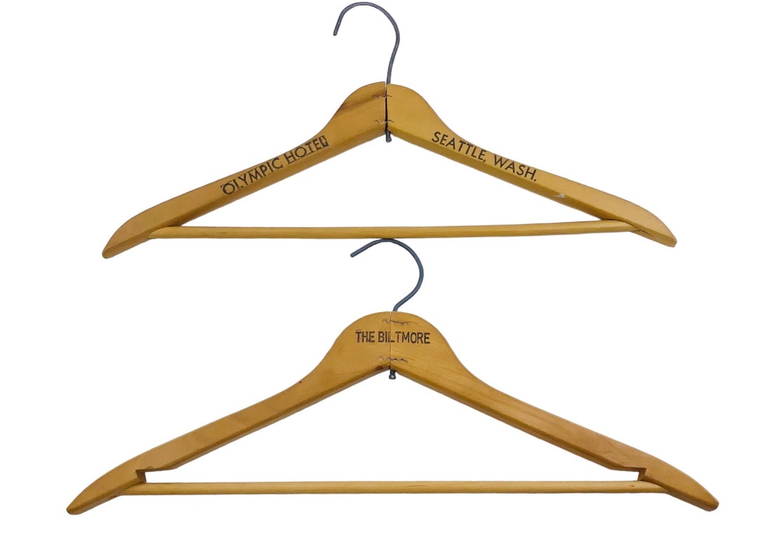 Antique Vintage Wooden Hotel Hangers the Biltmore & Olympic Hotel