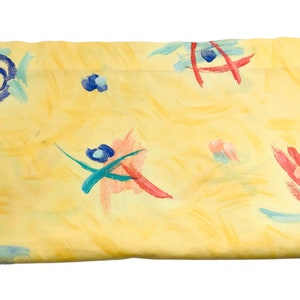 Vintage 80s 90s Queen Flat Sheet Colorful Abstract Geometric Paint Brush Pattern Retro Bedroom Decor