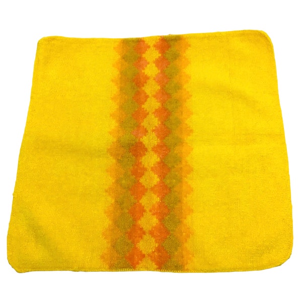 Vintage 70s Washcloth Yellow Orange Cone Brand
