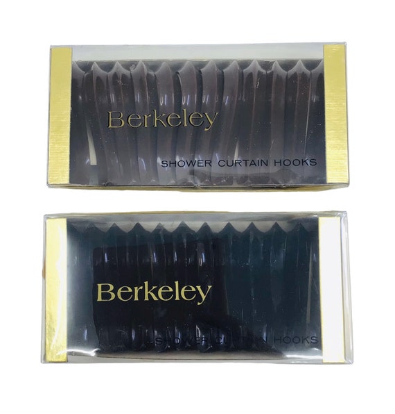 Vintage Berkeley Plastic Shower Curtain Hooks 12 Count Boxed CHOOSE From  Black or Brown 