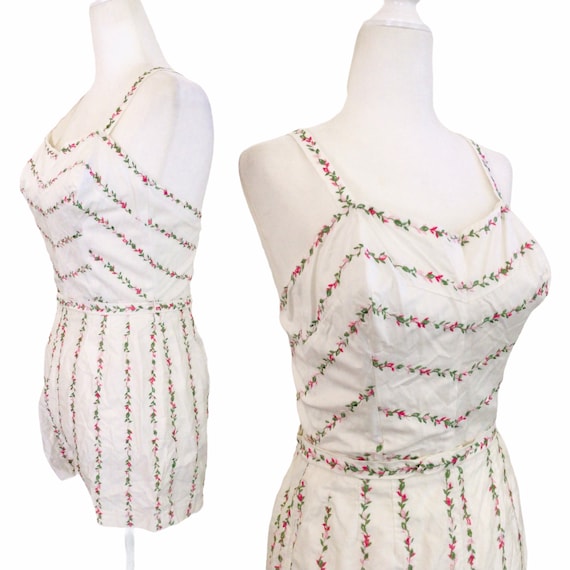 Vintage 1950s Frances Sider Floral Beach Romper P… - image 9