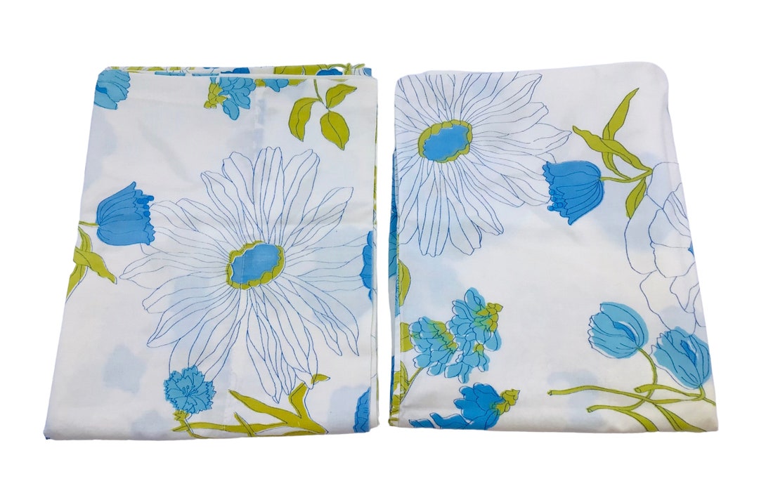 Vintage Wamsutta Supercale Plus Standard Pillowcases 2 Blue & Green