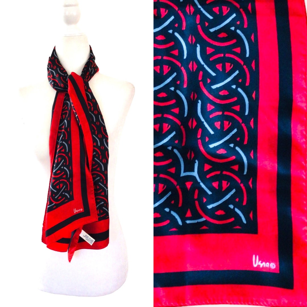 Vintage Vera Neumann Silk Rectangle Scarf Geometric Red Black - Etsy