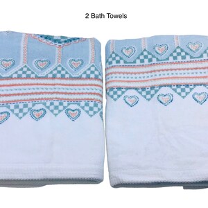 6 Pc Vintage Franco Country Hearts Bath Towel Set 1980s 90s 2 Bath ...