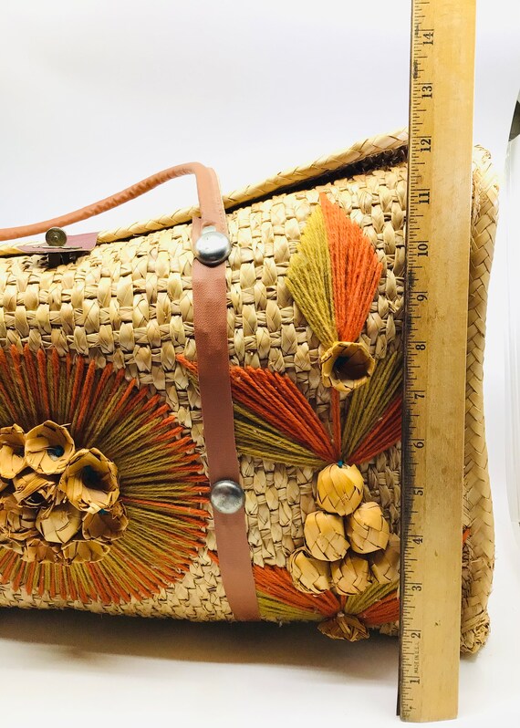 Vintage Woven Straw Raffia Tote Bag: Natural Boho Tro… - Gem