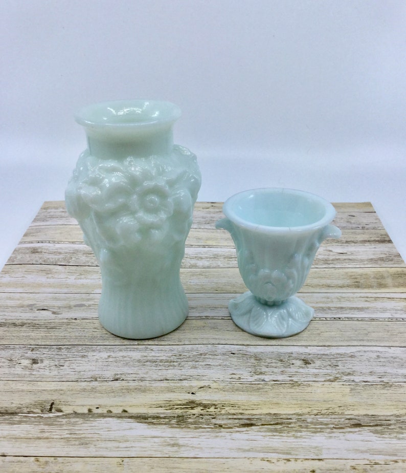 Vintage Light Blue Milk Glass Mini Bud Vases Imperial Gaudy Etsy