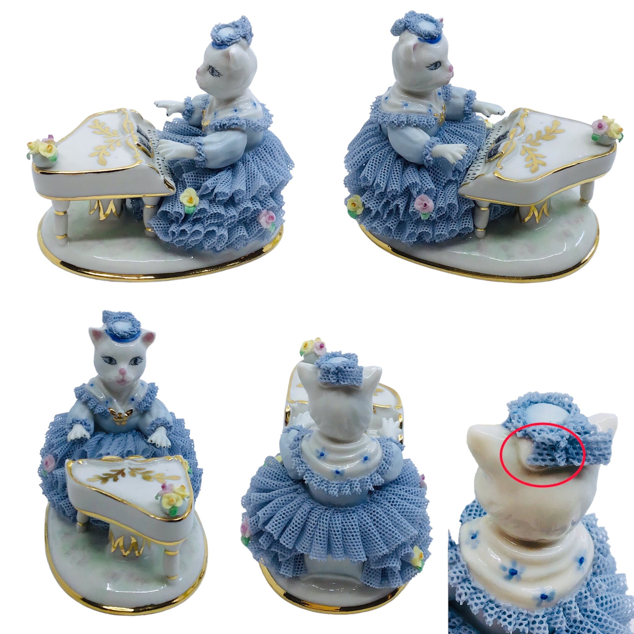 【VINTAGE】IRISH DRESDEN チェロ Vintage Irish Dresden Cat Orchestra Figurines 5 Piece Set