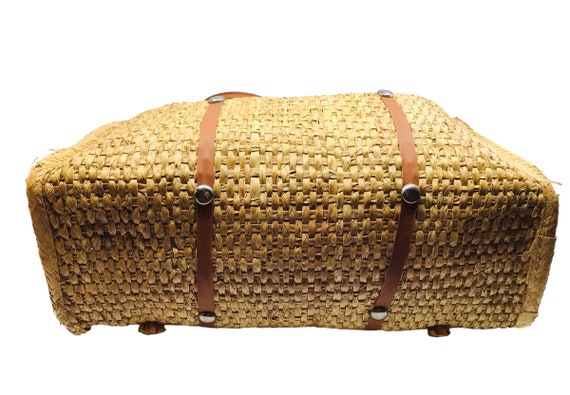 Vintage Woven Straw Raffia Tote Bag: Natural Boho Tro… - Gem