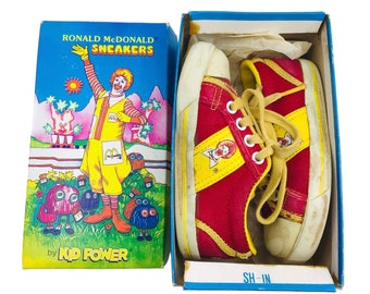 Vintage 80s Ronald McDonald Kid Power Sneakers Shoes w/ Box Youth Toddler Size 7 (Read Full Description)