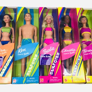 Surf City Barbie Doll Bundle of 5 Includes Barbie Ken Christie Teresa Kira Boxed NIB 2000 Mattel
