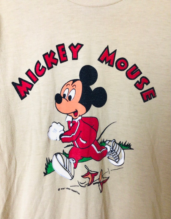 Vintage 70s 80s Mickey Mouse Jogging Graphic Tee Shirt Retro Vintage 70s 80s Mickey Mouse Jogging Graphic Tee Shirt Retro