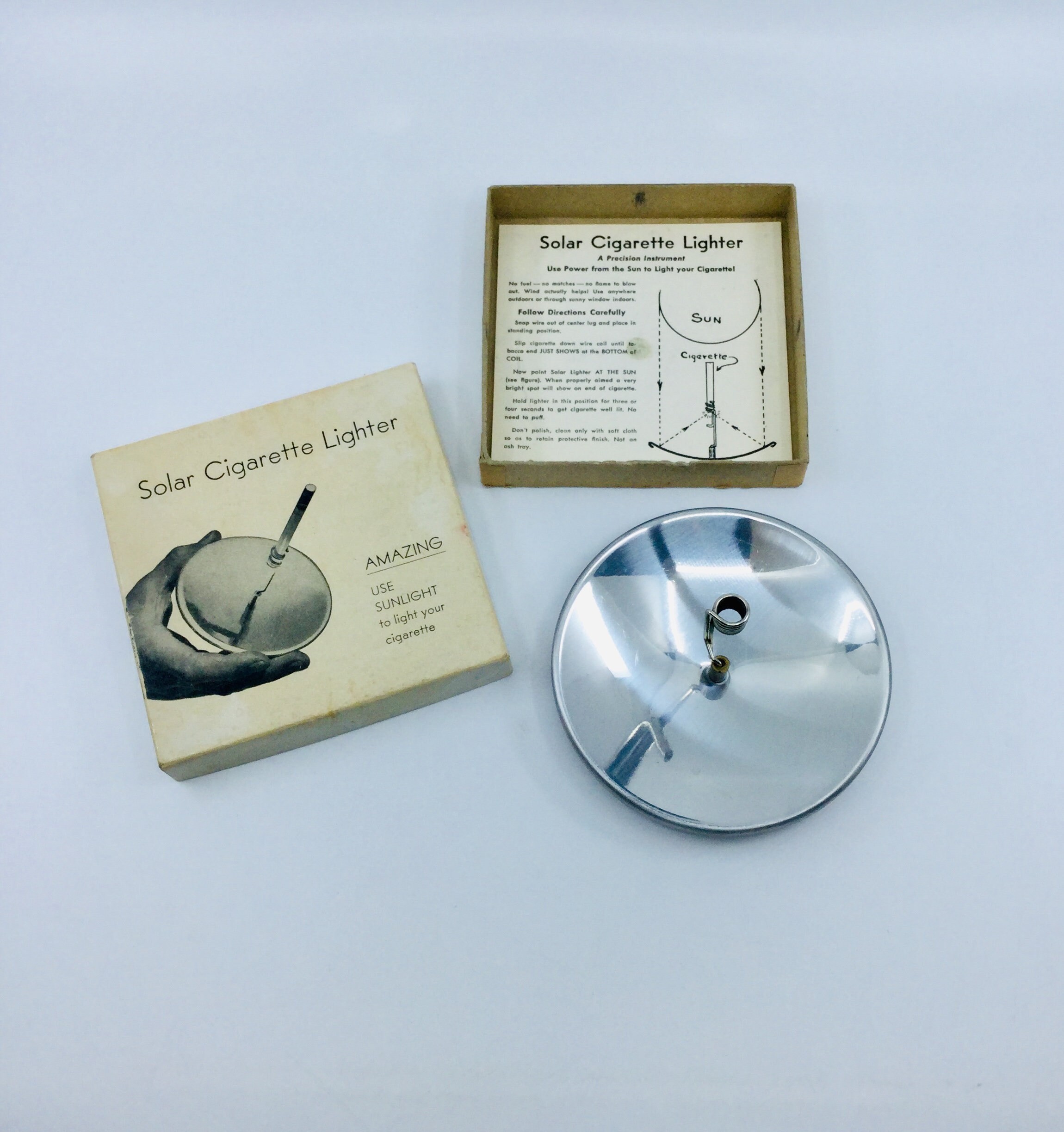 solar cigarette lighter Vintage Solar Cigarette Lighter W/ Original Box and Instructions Garret  Thew Studios 1950s Mid Century Modern Collectible