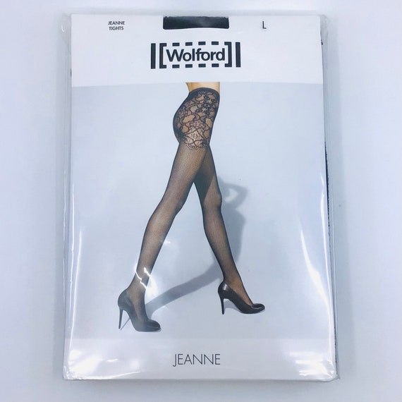 Wolford Jeanne Tights Pantyhose Mocca Size Large Fishnets NOS 