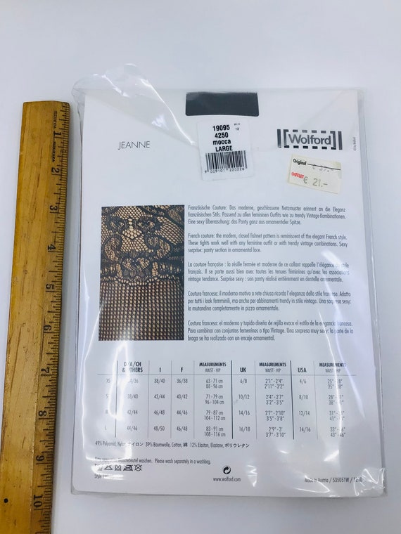 Wolford Jeanne Tights Pantyhose Mocca Size Large Fish… Gem