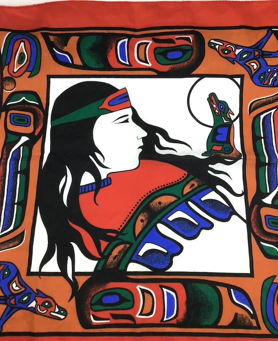 Vintage 80s Southwest Native American Bandana 22”… - image 6