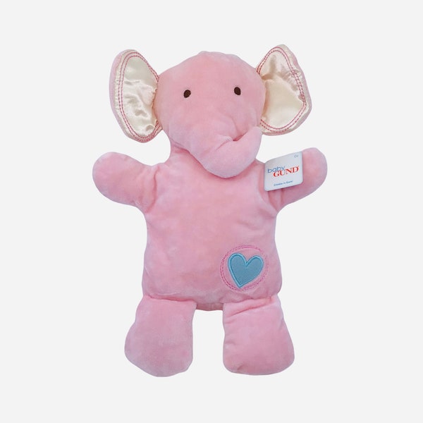 Vintage NWT Baby Gund Plush Safari Animals  Pink Elephant w/ Crinkle Ears #4029030 12”