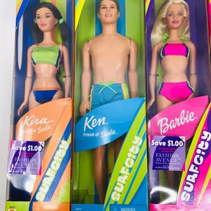 Surf City Barbie Doll Bundle of 5 Includes Barbie Ken Christie Teresa Kira Boxed NIB 2000 Mattel