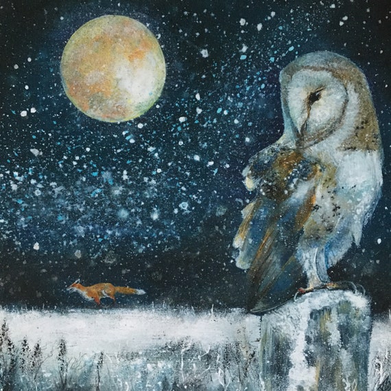 Barn Owl in Snow Fine Art Giclee Print 