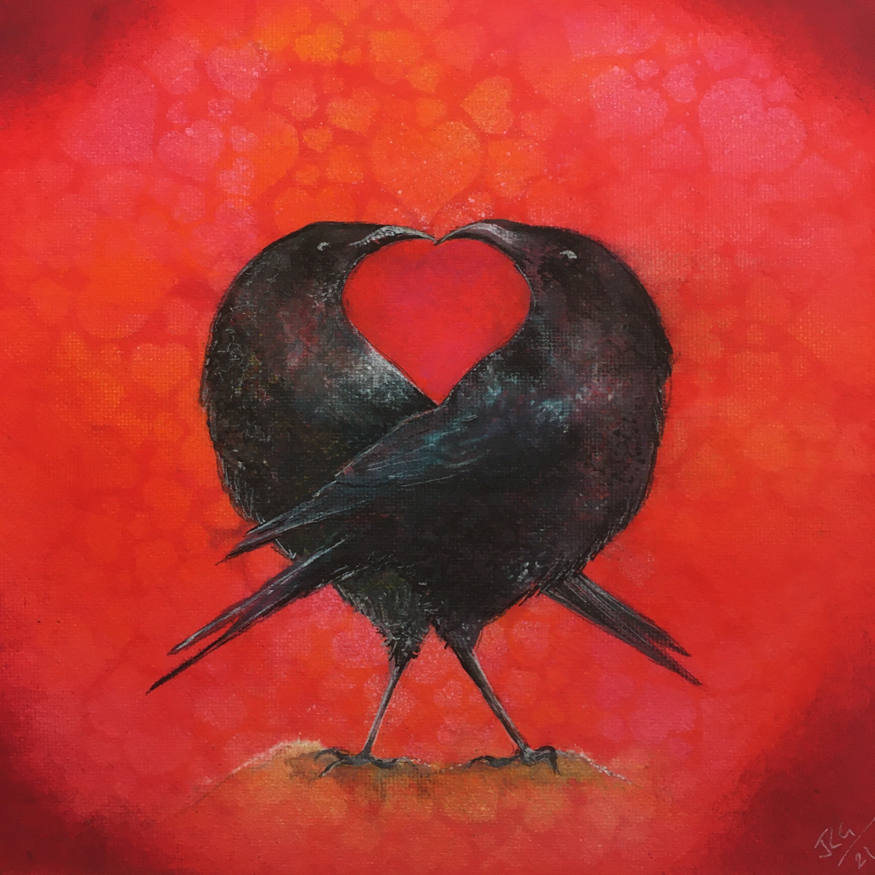 Valentines Crow Picture / Crows in Love / Crows Art Print / | Etsy