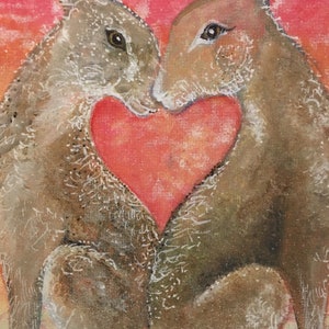 Moongazing Hares Print, Engagement Wedding Gift for Hare Lovers, Hares in Love Picture, Affordable Hare Art, Hare Wall Art, Handfasting image 2