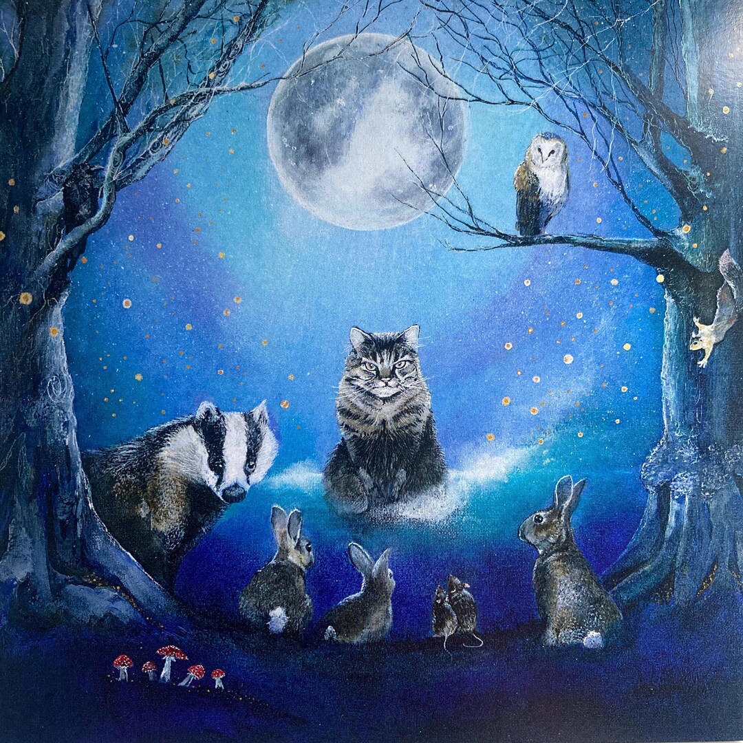 Woodland Animals Card, Samhain Blank Animals Card, Cat Card, the