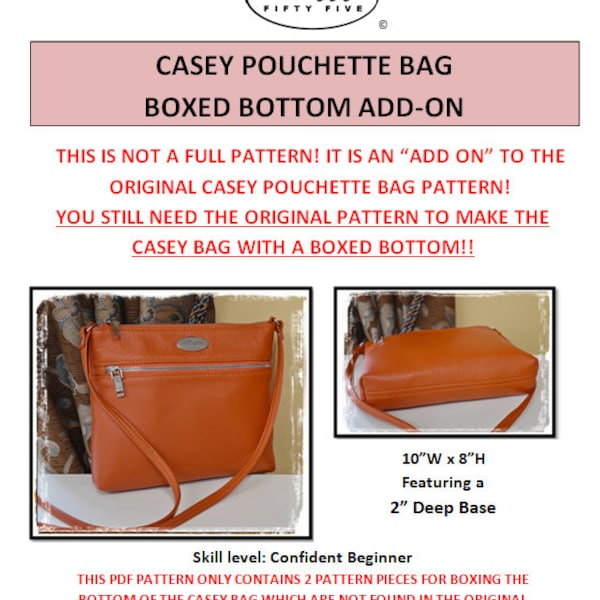 PDF Pattern "ADD ON" To the Casey Pouchette for a boxed bottom in English