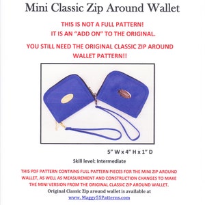 PDF Schnittmuster - Mini Classic Zip around Geldbörse ""ADD ON"" zum original Classic Zip around Geldbörse Schnittmuster."