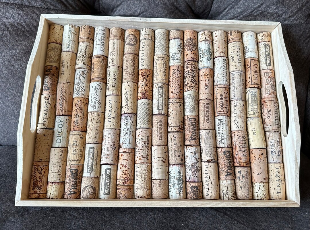 Handcrafted Wine Cork Serving Tray Etsy