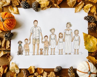 Custom Family Portrait- Hand-Drawn