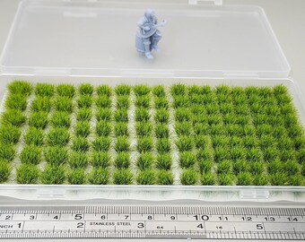 JHT - Spring Green Model Grass Clusters - Self Adhesive Grass Tufts - 8mm height x 8/10/12mm round base